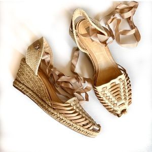 SCHUTZ Isadora wedge basketweave leather espadrilles 9